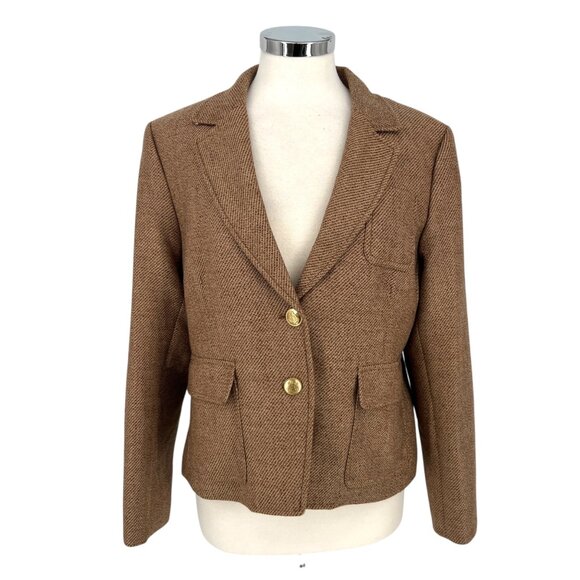J.Crew Shrunken Fit Wool Blazer Jacket in Tan Size 14 - Picture 1 of 13
